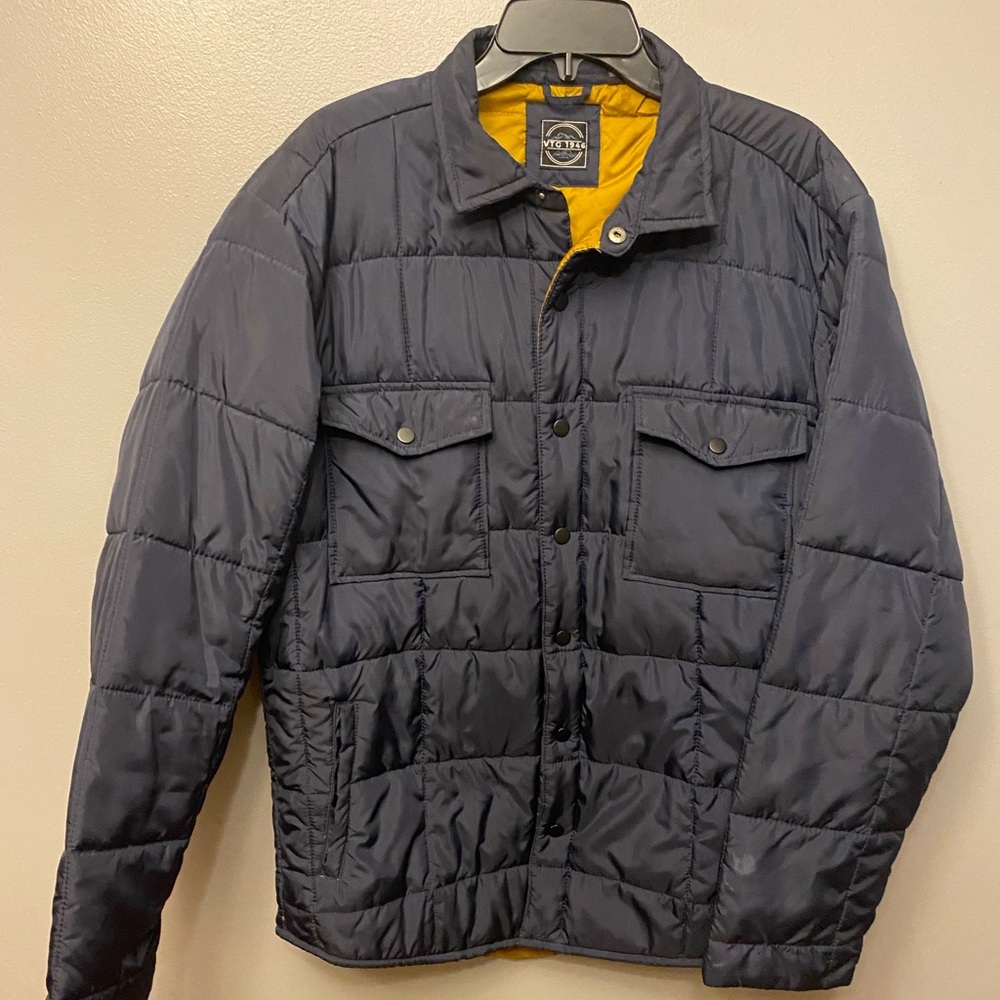 Mens quilted jacket brown and blue XL USED GENTLY.